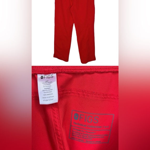 FIGS Kade Cargo Scrub Pants sz S Petite * Pop Red Scrubs Pockets S/P Medical - Picture 2 of 2